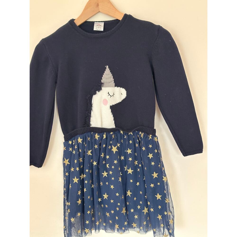Girls Cotton Unicorn Sparkle Tutu  Dress size 7-8 Blue
